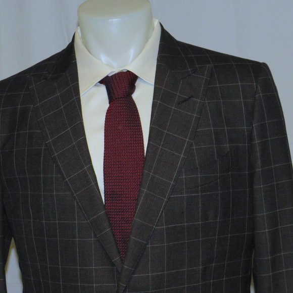 Tom Ford Fit Y O'Connor Current Gray Plaid Peak Lapel Two Button Suit 44R - Picture 5 of 16